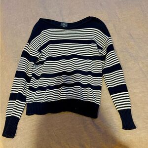 Market & Spruce Dark Blue and White Striped Pullover